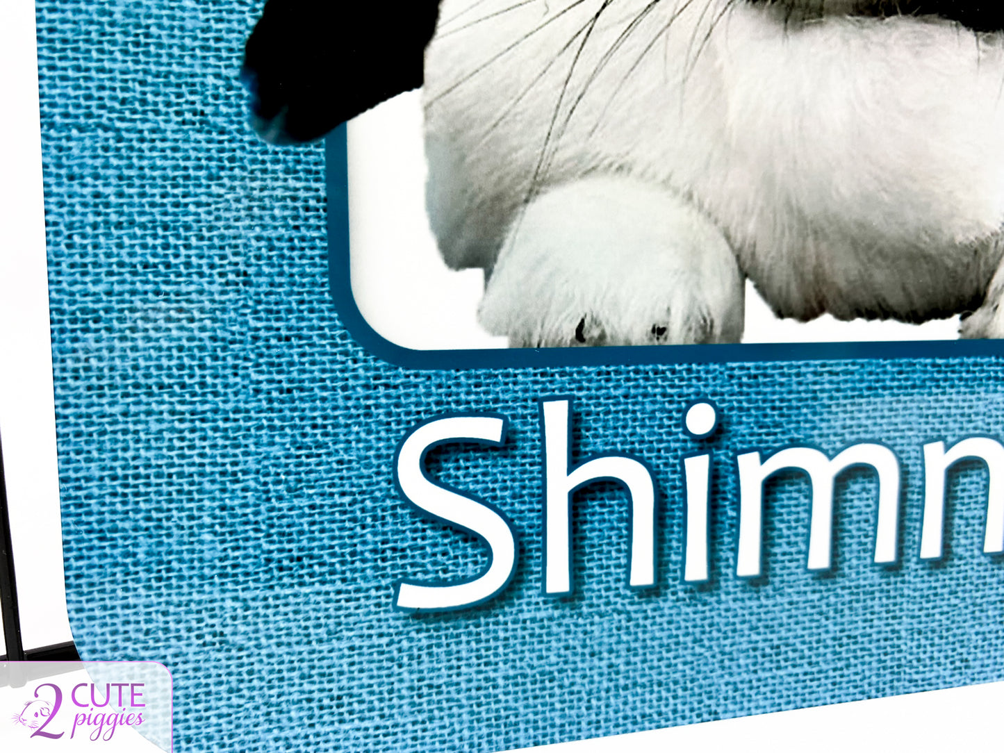 Bunny Rabbit Name Tag with Picture of Your Rabbit - 3-D Effect Burlap - Cage Tag 8"x8"