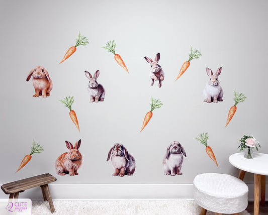Rabbits and Carrots Wall Decals