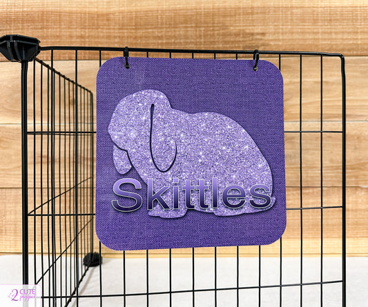 Rabbit Name Tag - Lop Ear Rabbit Silhouette - 8"x8"