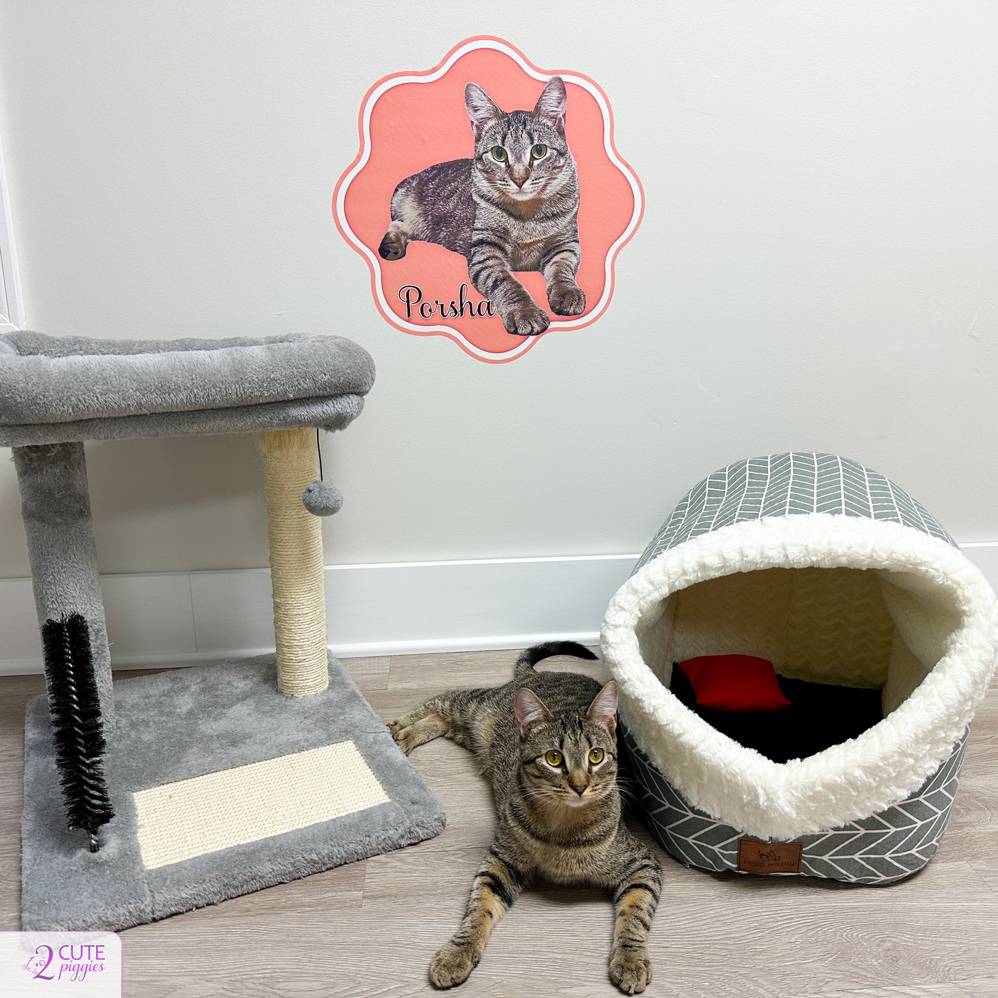 Cat Name Sign Wall Decal with Picture of Your Cat