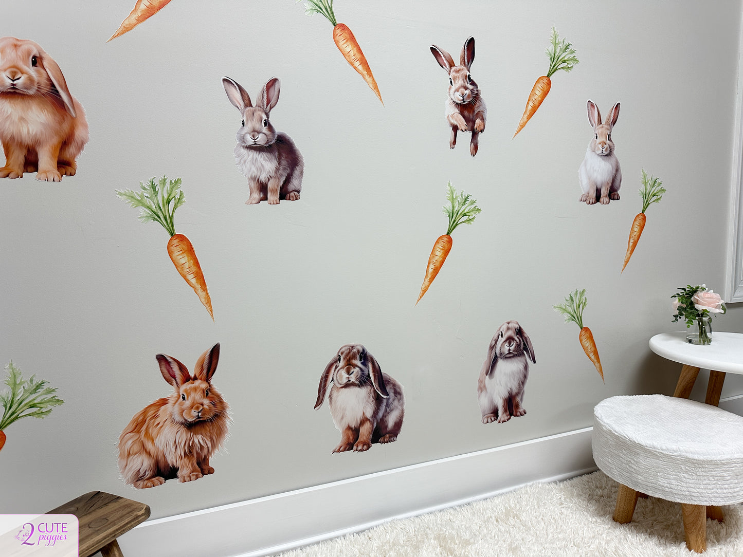 Rabbits and Carrots Wall Decals