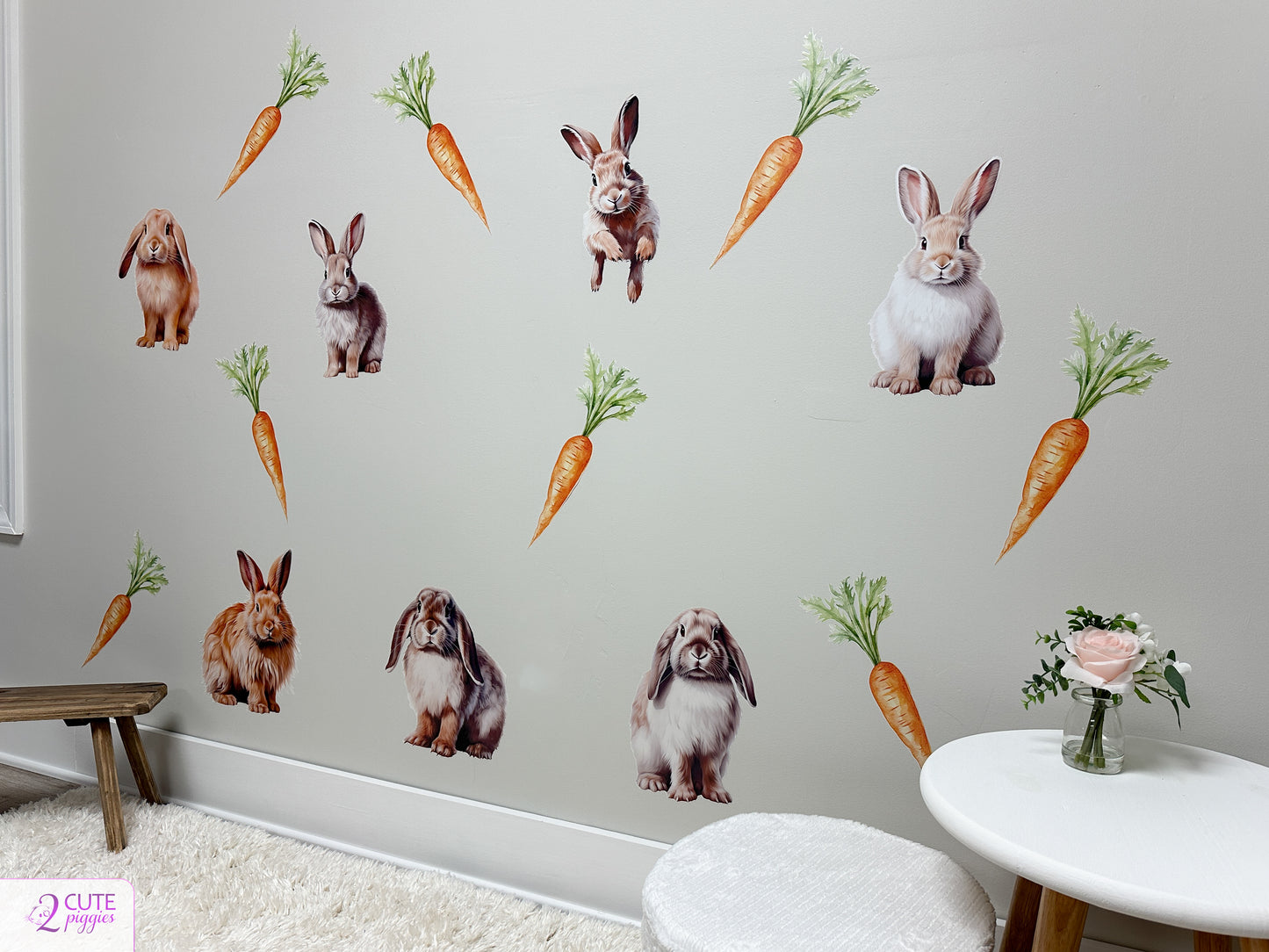 Rabbits and Carrots Wall Decals