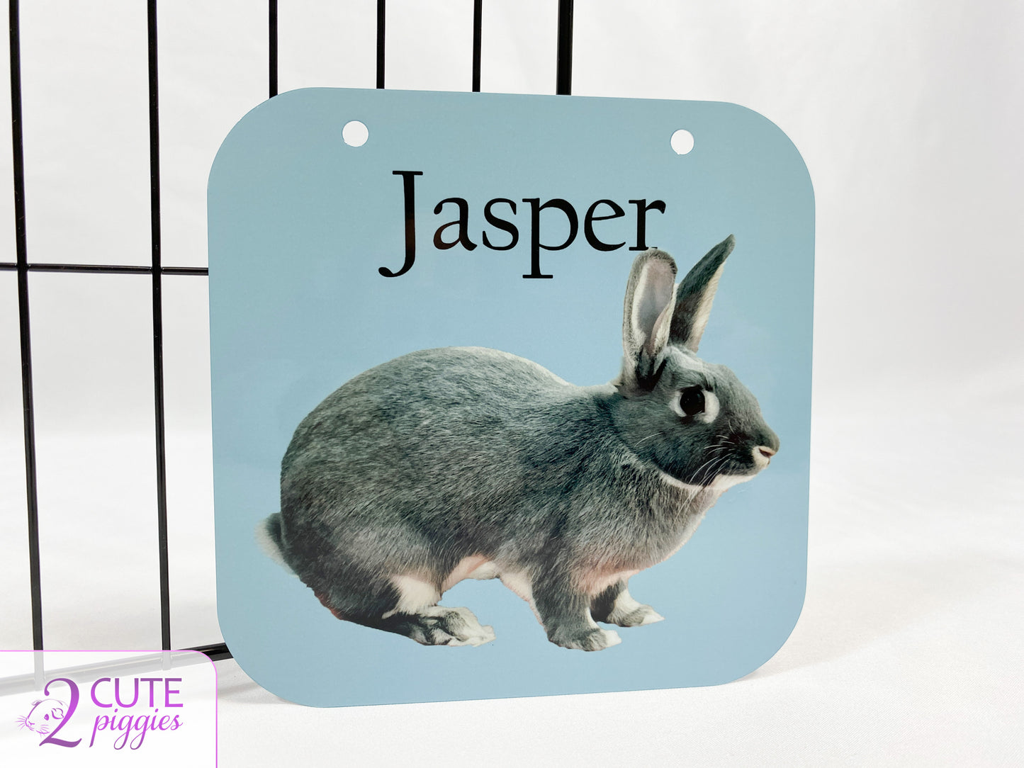 Bunny Rabbit Name Tag with Picture of Your Rabbit - Oil Painting Effect - Cage Tag