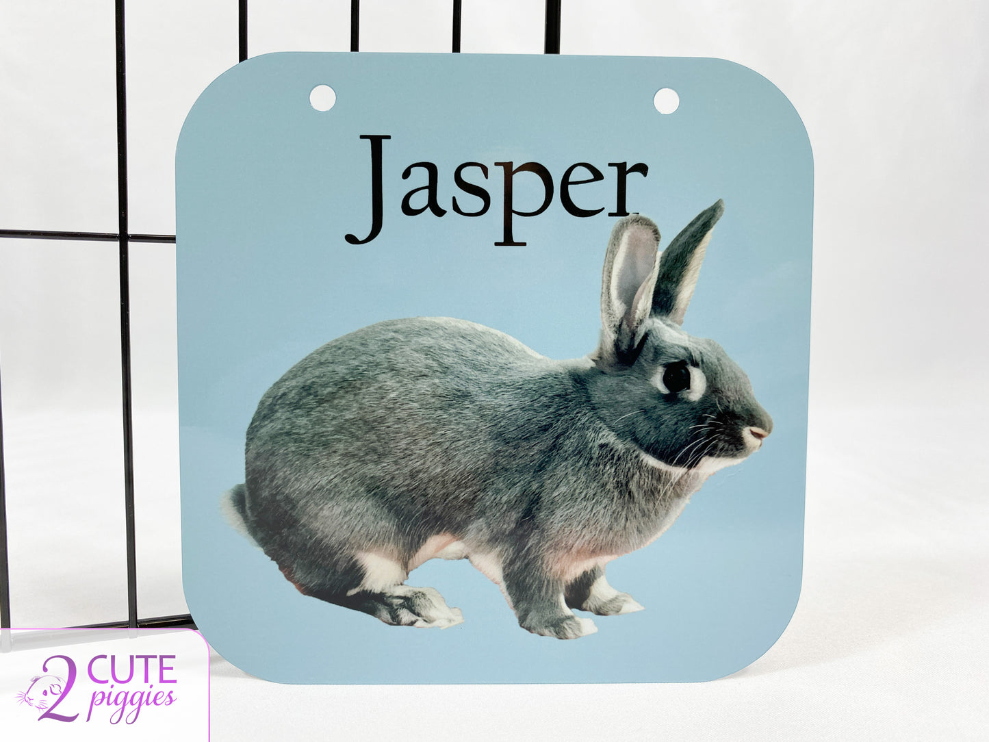 Bunny Rabbit Name Tag with Picture of Your Rabbit - Oil Painting Effect - Cage Tag
