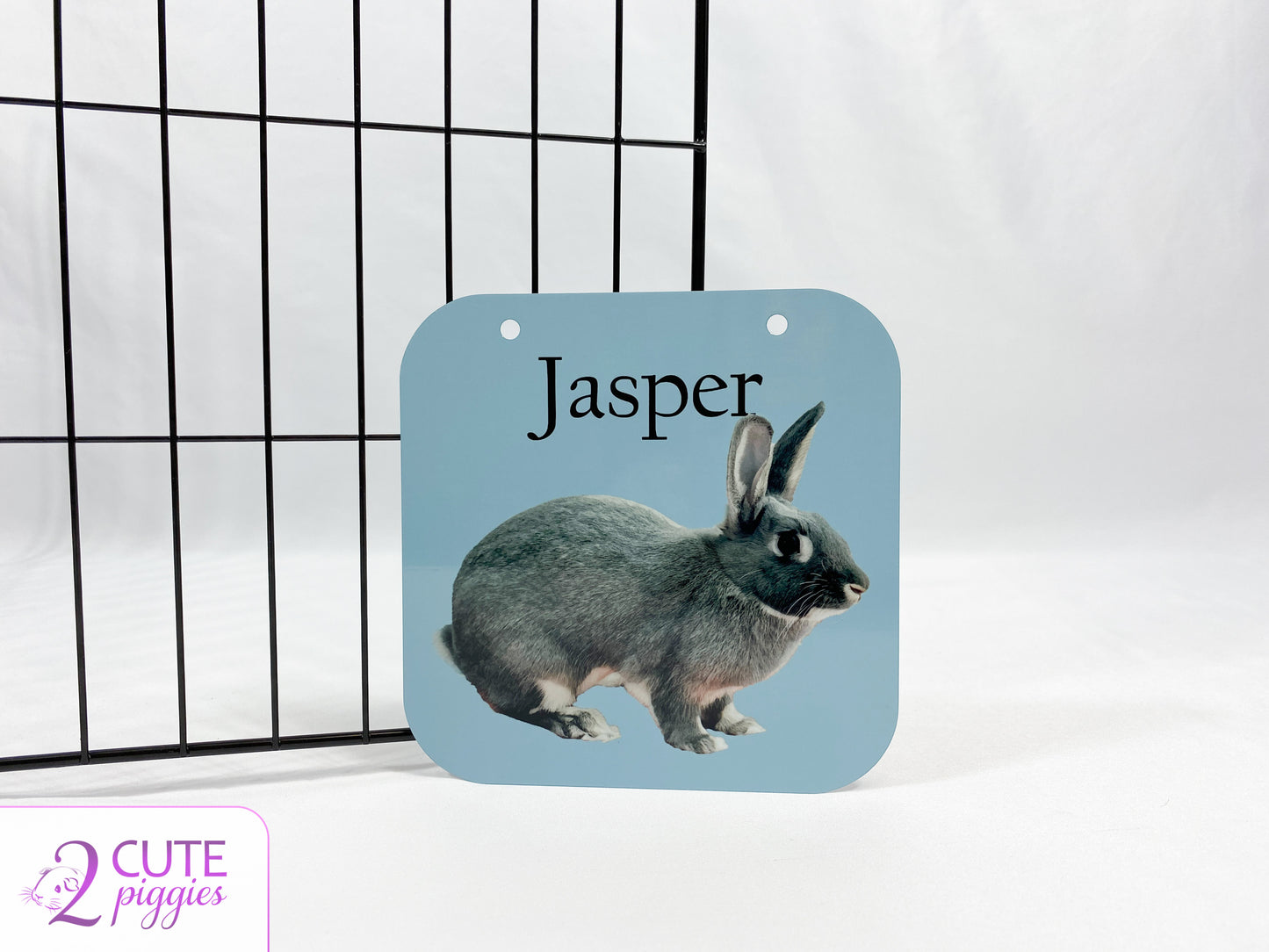 Bunny Rabbit Name Tag with Picture of Your Rabbit - Oil Painting Effect - Cage Tag