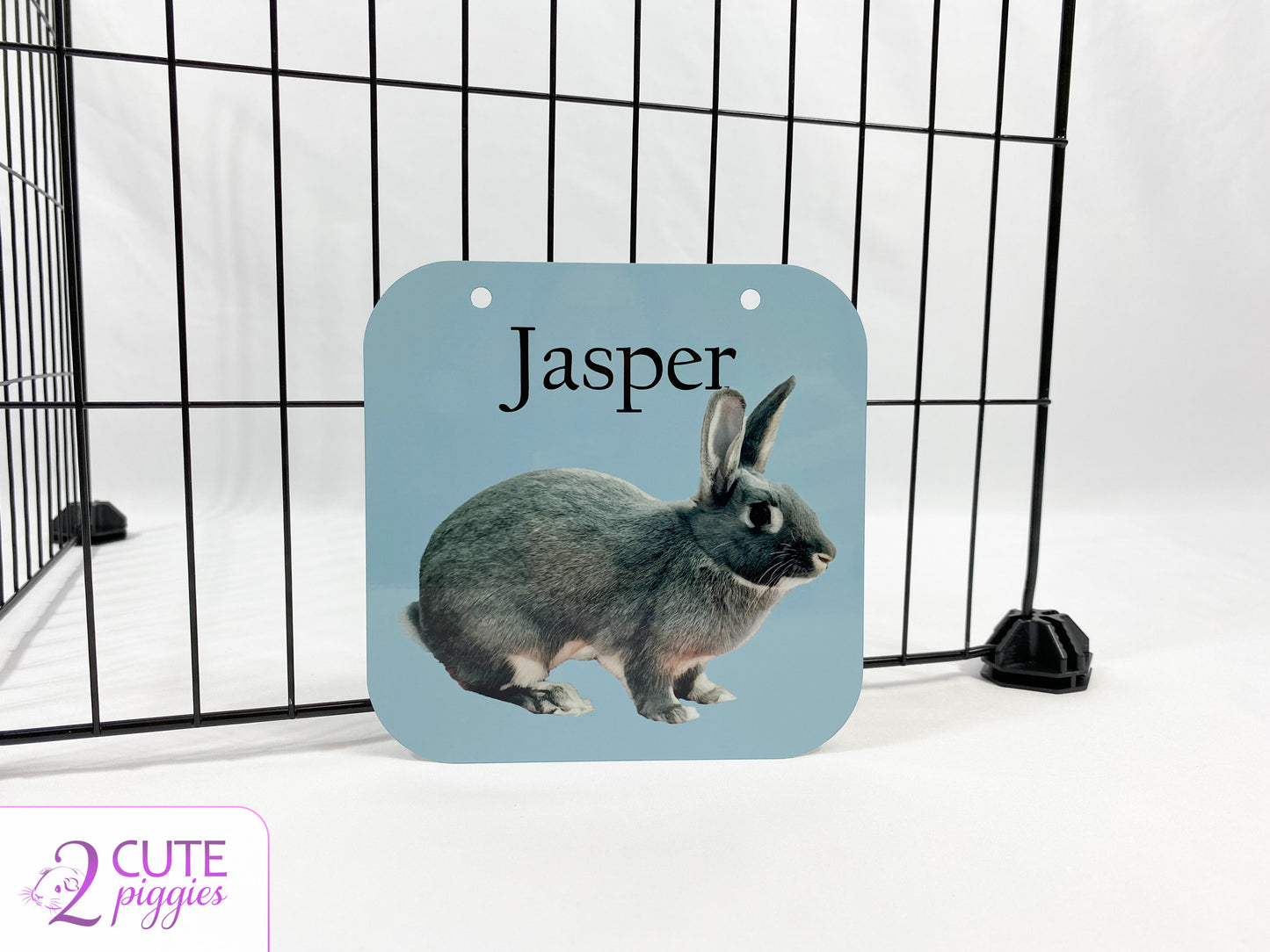 Bunny Rabbit Name Tag with Picture of Your Rabbit - Oil Painting Effect - Cage Tag
