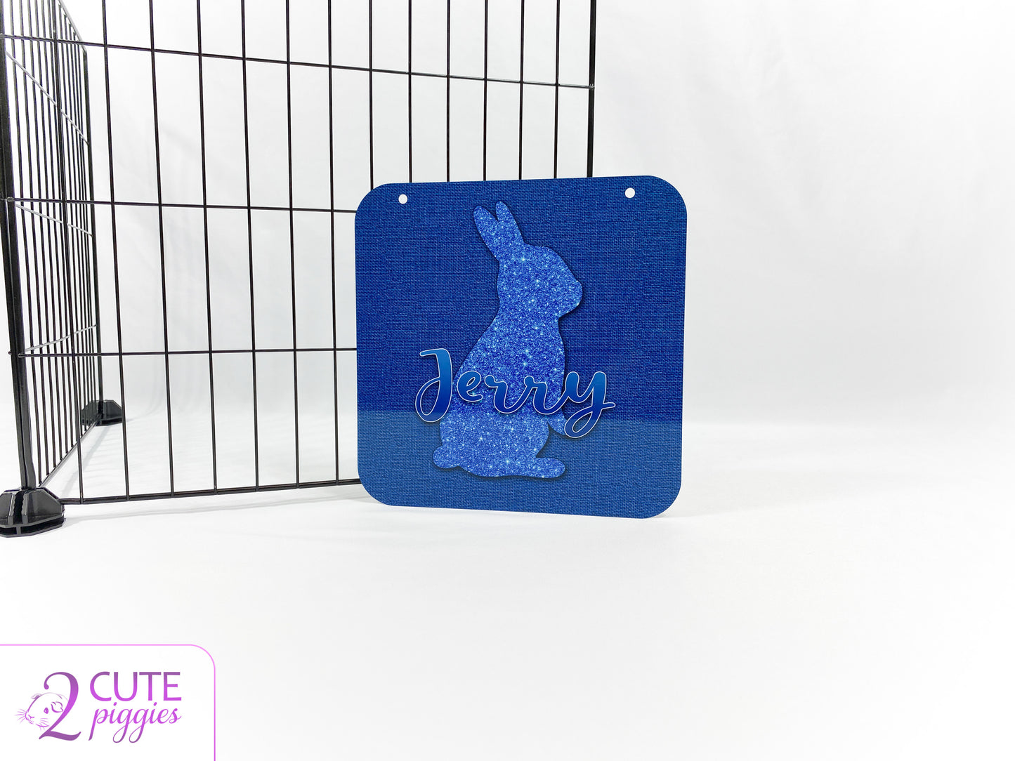 Rabbit Name Tag - Upright Ears Rabbit Silhouette - 8"x8"