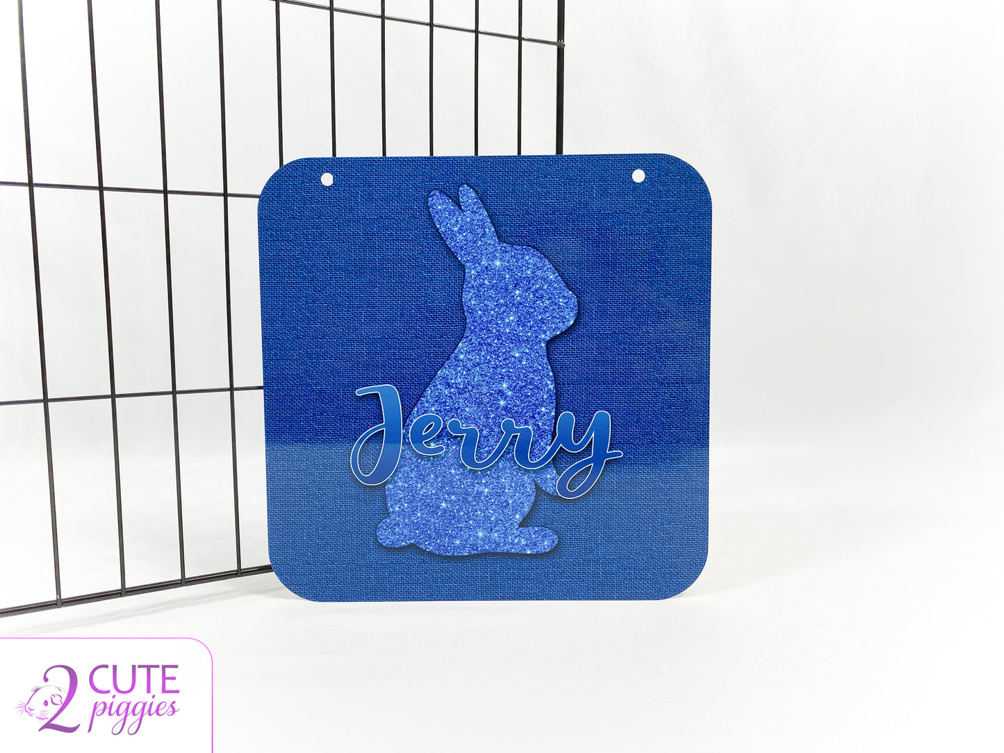 Rabbit Name Tag - Upright Ears Rabbit Silhouette - 8"x8"