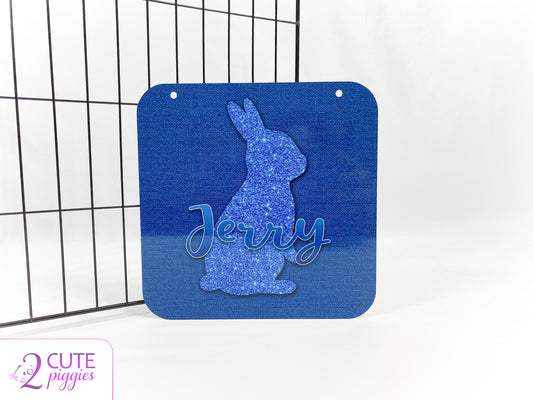 Rabbit Name Tag - Upright Ears Rabbit Silhouette - 8"x8"