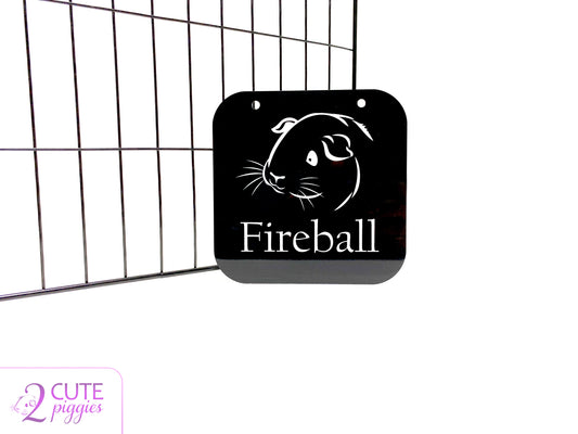 Guinea Pig Name Tag - Guinea Pig Face Outline - 5.5"x5.5"