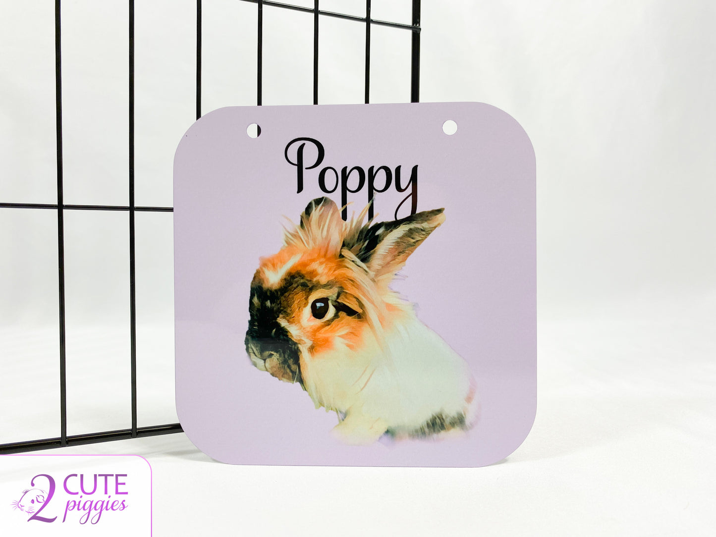 Bunny Rabbit Name Tag with Picture of Your Rabbit - Oil Painting Effect - Cage Tag