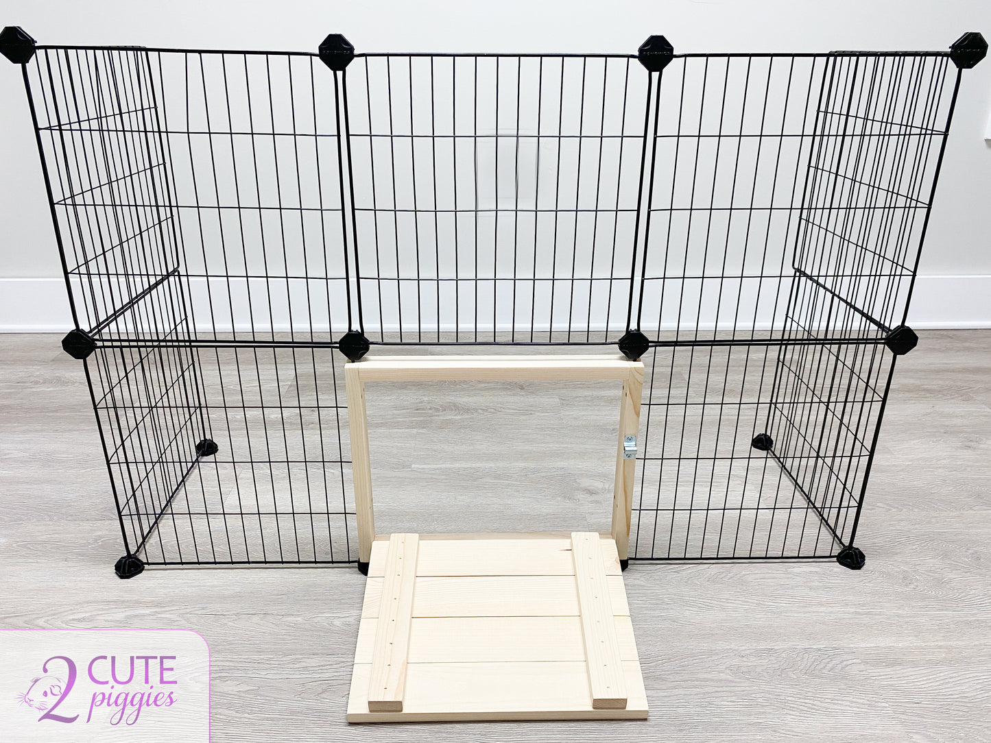 Guinea Pig C&C Cage Wood Door - 14" Grid Size - Under Grid Shiplap Style