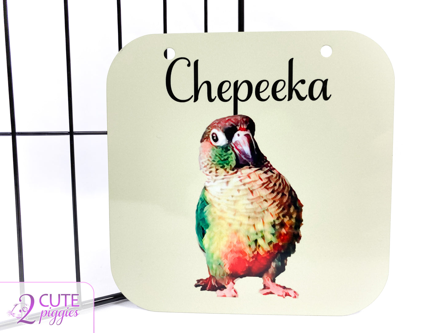 Bird Name Tag with Picture of Your Bird - Oil Effect - Cage Tag