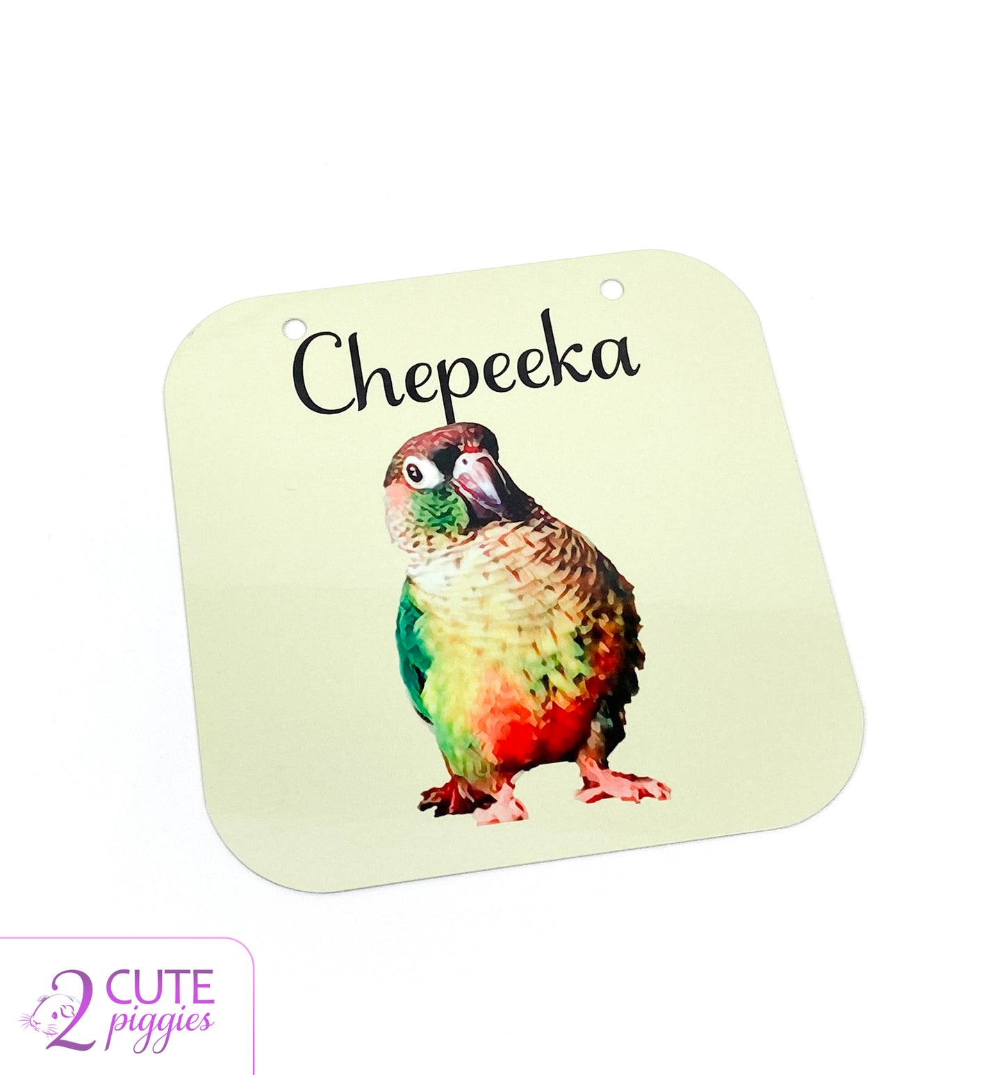 Bird Name Tag with Picture of Your Bird - Oil Effect - Cage Tag