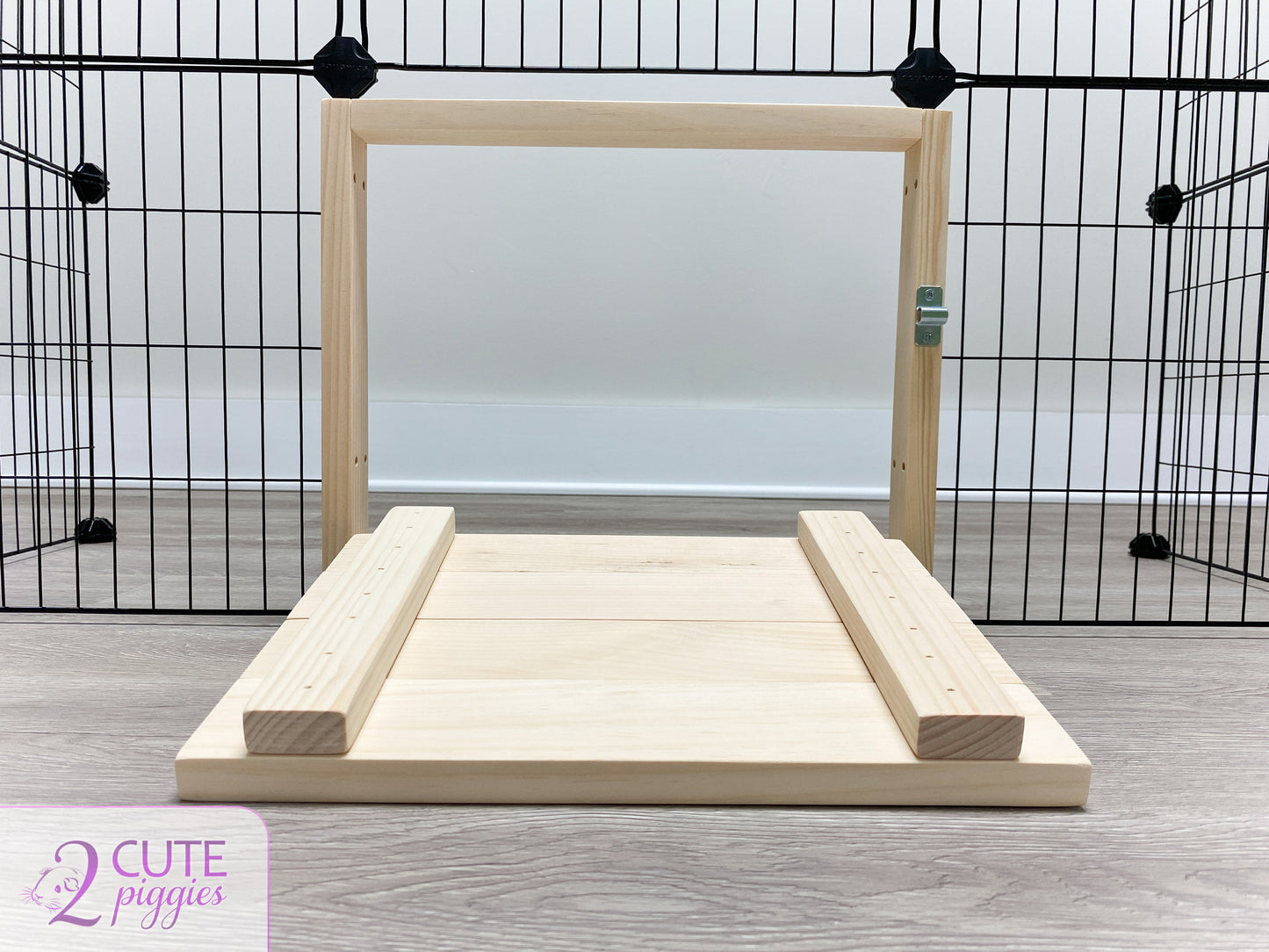 Guinea Pig C&C Cage Wood Door - 14" Grid Size - Under Grid Shiplap Style