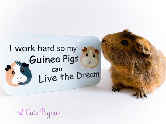 I work hard so my Guinea Pigs can Live the Dream - Cage Tag - 4"x7"