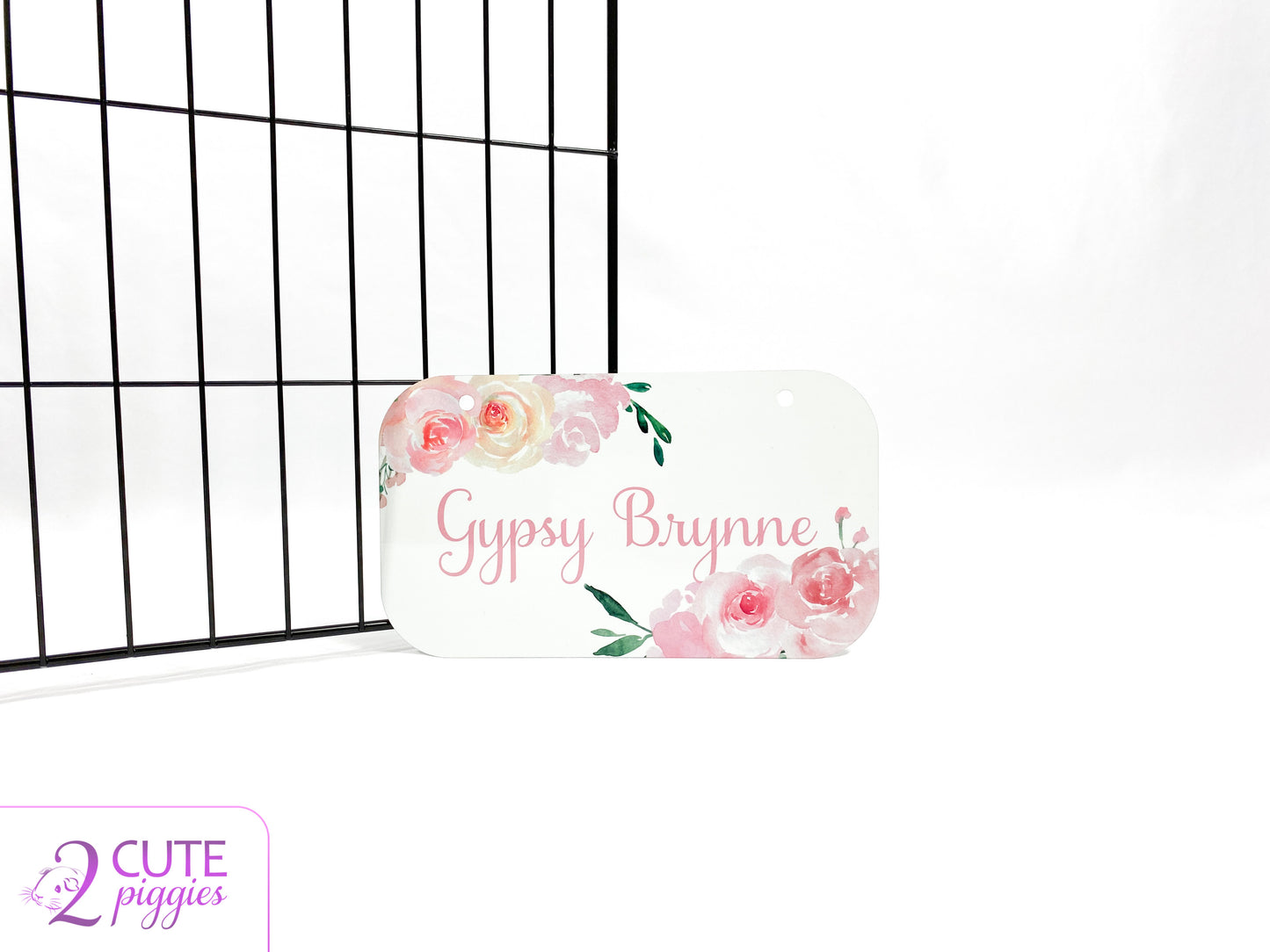 Guinea Pig Name Tag - Name with Roses - 4"x7"