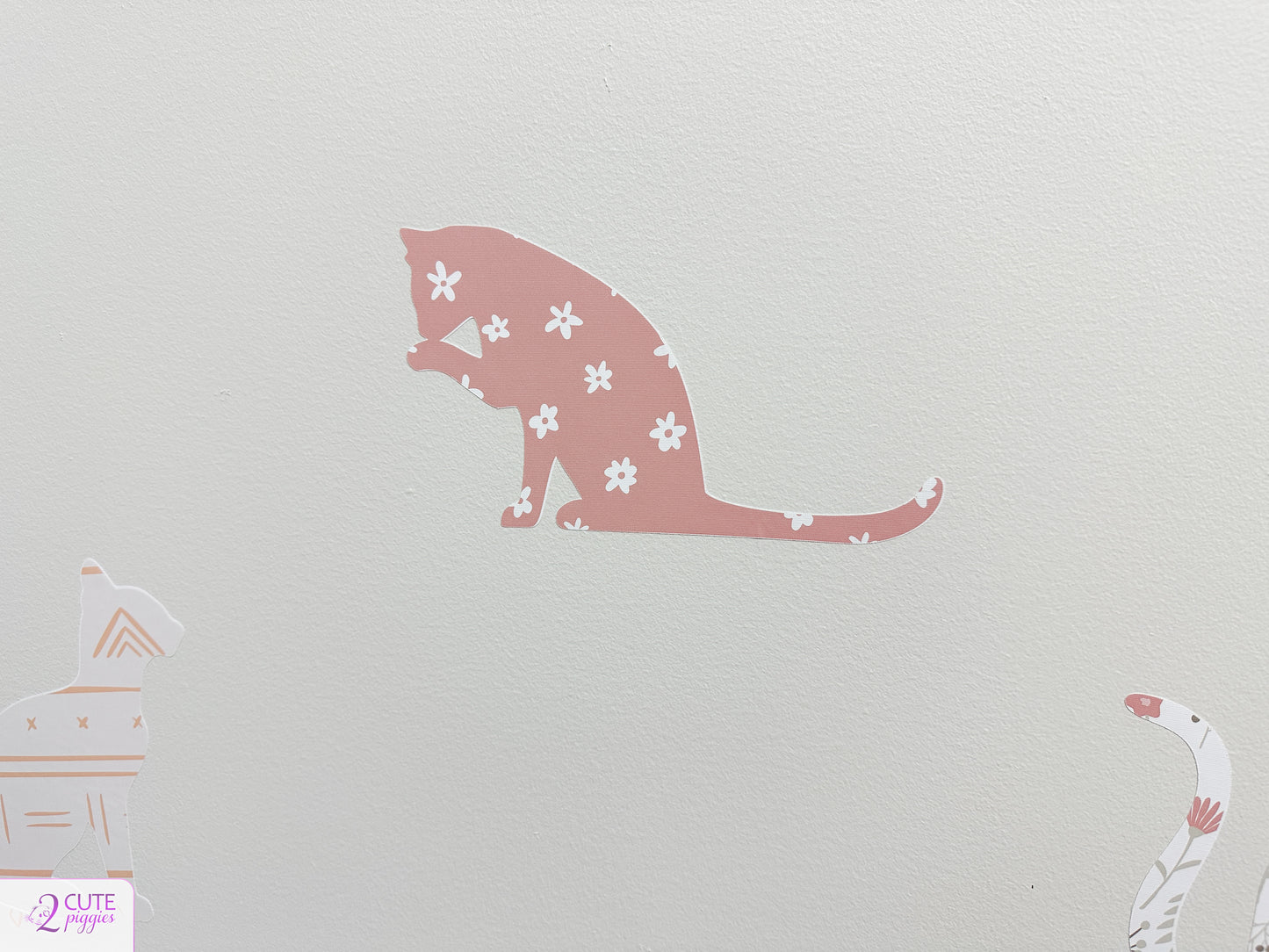Cat Silhouette Wall Decals - Boho Summer Design