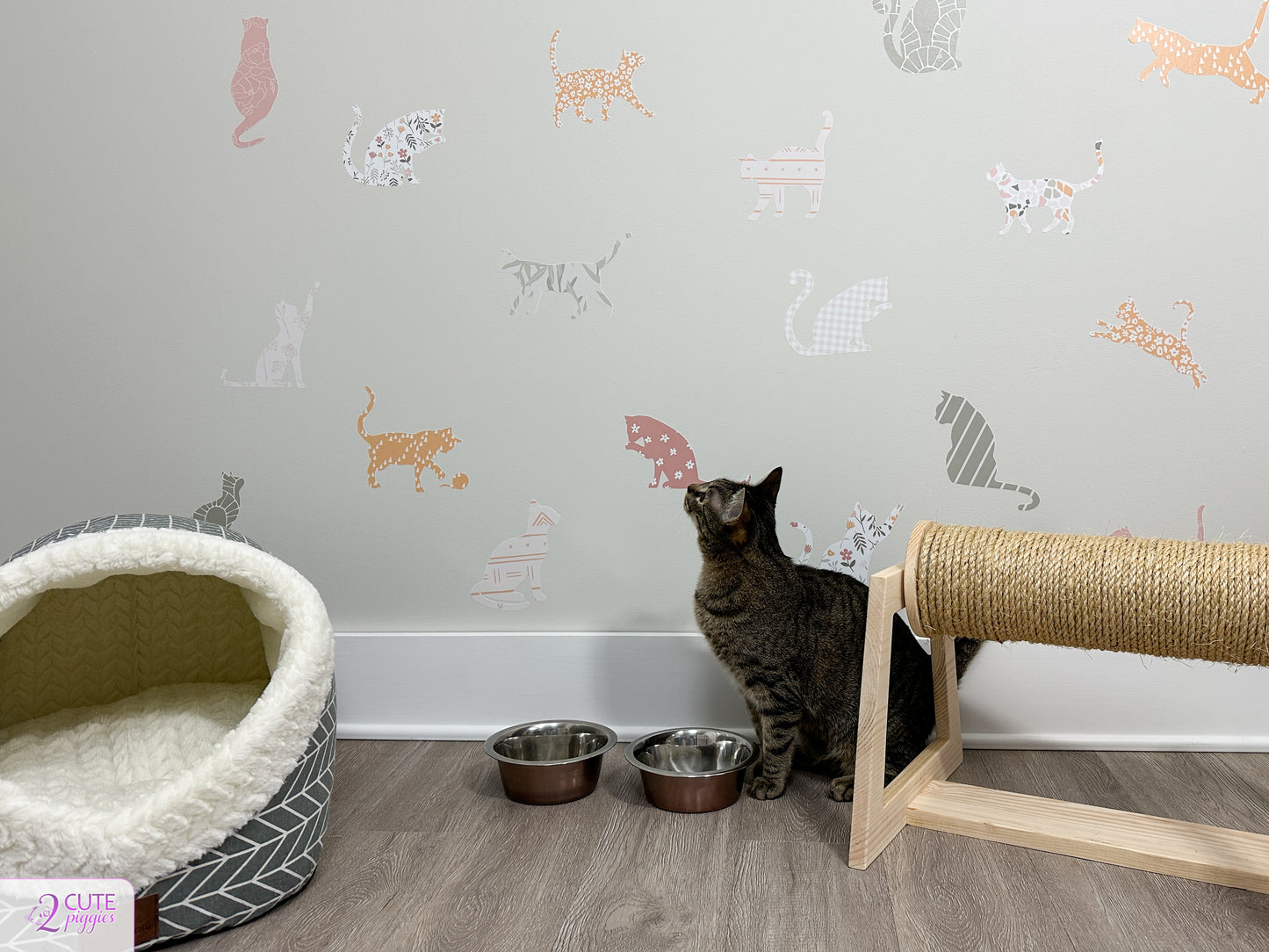 Cat Silhouette Wall Decals - Boho Summer Design