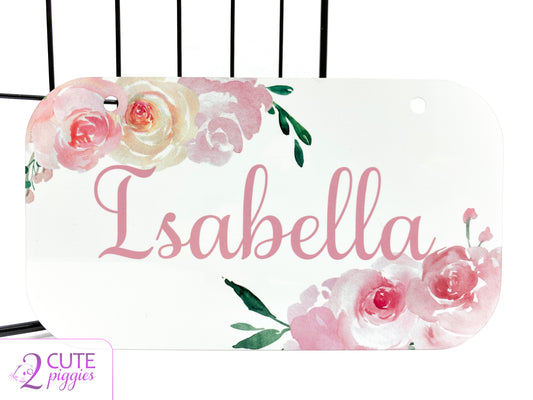 Guinea Pig Name Tag - Name with Roses - 4"x7"