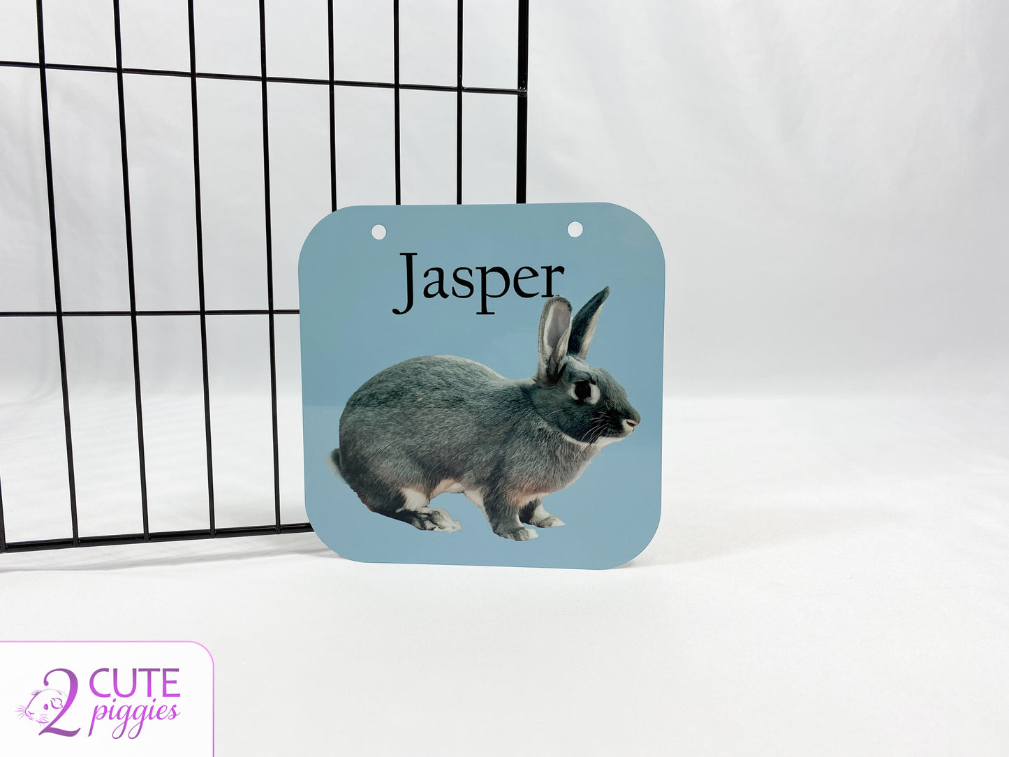 Bunny Rabbit Name Tag with Picture of Your Rabbit - Oil Painting Effect - Cage Tag