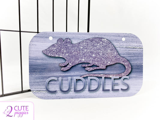 Rat Name Tag - Rat Silhouette in Glitter - 4"x7"