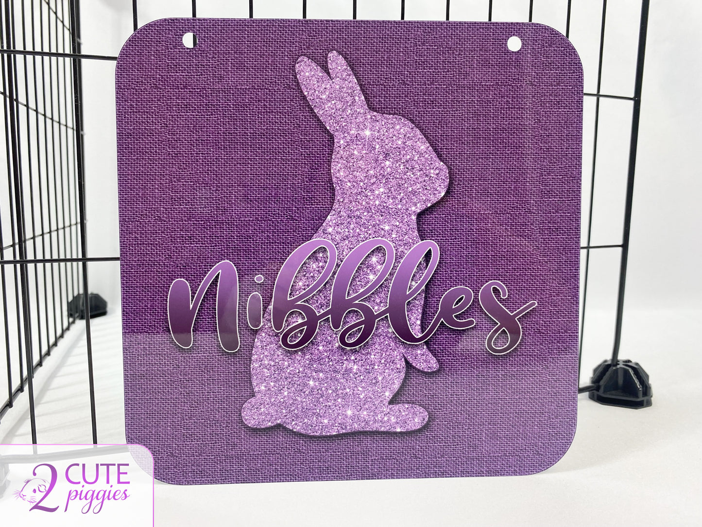Rabbit Name Tag - Upright Ears Rabbit Silhouette - 8"x8"