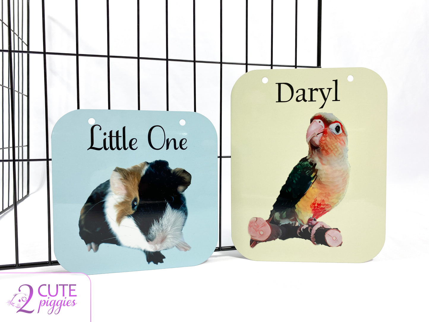 Bird Name Tag with Picture of Your Bird - Oil Effect - Cage Tag